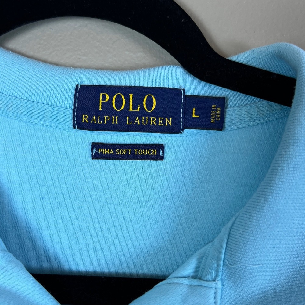 Polo‎ Ralph Lauren Pima Soft Touch Polo Shirt Men's L Preppy Old Money Blue - Picture 4 of 6